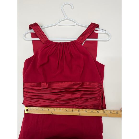 Davids Bridal Womens Dress Size 4 Red Sleeveless Satin Formal Wedding - Picture 7 of 9